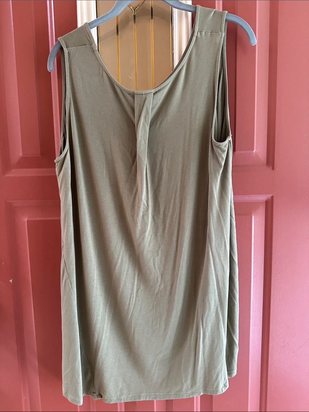 Sleeveless Soft Moss Green Women's Tank Top - Picture 2 of 4